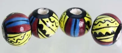 £3.99 • Buy Hand Painted Hair & Crafts  BEADS  - Big Holes Ceramic From Peru  V062