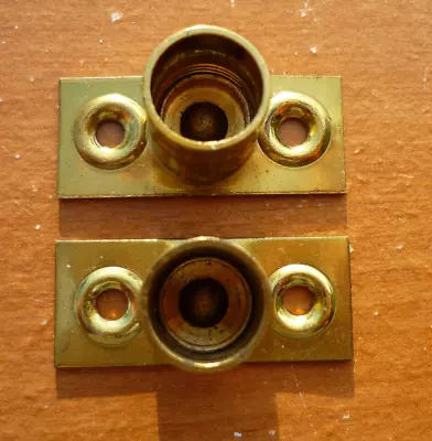 (One Pair) Vintage Brass Finish Inside Mount 3/8  Curtain Rod Barrel Brackets • $9.65