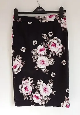 Laura Ashley Skirt Uk 8 Floral Cotton/elastane Fully Lined • £7.99