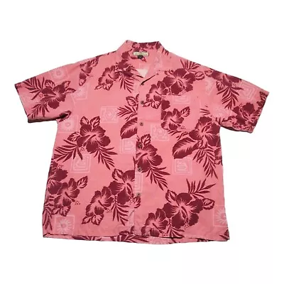 Tommy Bahama Vintage Men's L Short Sleeve Pink Silk Floral Hawaiian Shirt EUC  • $19.75