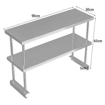 £55.95 • Buy Stainless Steel Over Shelf 900-1500mm Commercial Kitchen Table Top Shelf 1/2Tier