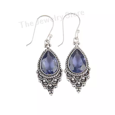 Handmade Iolite Gemstone 925 Solid Silver Jewelry Earrings 1.9  For Special One • £9.96