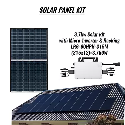 $4725 • Buy 3.7KW DIY Solar Grid-Tie Kit-With Micro-Inverter & Racking System