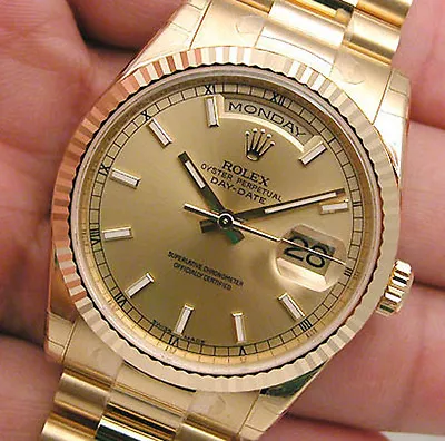 Rolex Day Date President 118238 Champagne Index Dial 36mm 18k Yellow Gold Watch • $28250