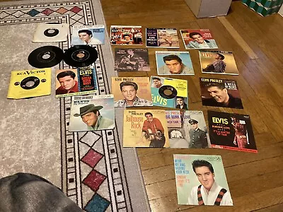 ELVIS PRESLEY: Large Lot Of 21  50’s Thur 80’s  45's W/ Picture Sleeves G+ • $99.99