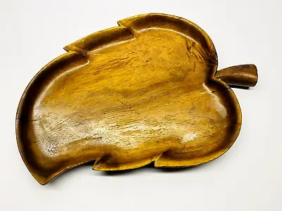 Vintage Leaf Shaped Monkey Pod Wood Tray 14  X 10  • $21