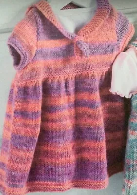 Cd002 Knitting Pattern Girls Sailor Style Dress Birth To 3 Years In Dk Yarn  • £2