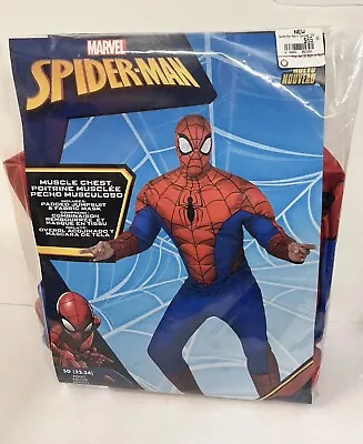 Marvel Spiderman Halloween Cosplay Costume Muscle Chest Full Mask Adult SD 32-34 • $14.99