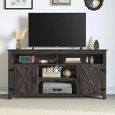 Farmhouse Barn Door TV Stand Entertainment Center Console For 65/60/55 Inch TV • $126.99