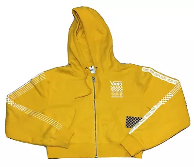 Vans Off The Wall Hoodie Women’s XS Cropped Above Belly Mustard Checkered NWT • £14.59