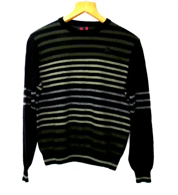 KAPPA Sweater Small Multi Colour Striped 100% Lambswool Pullover Sweater • £19.99