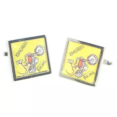 £9.99 • Buy Beware Kangeroos Biking Cufflinks Australian Humour X2CC034
