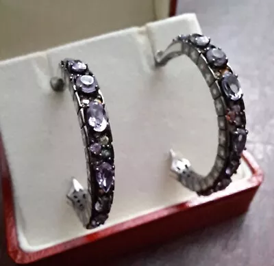 Matthew Campbell Laurenza Sterling Silver Topaz & Sapphire Hoop Earrings $495 • $179