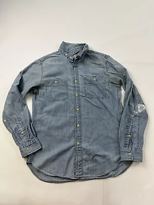 J.Crew Chambray Shirt Men’s Small Blue Untucked Long Sleeve Button Up Painted On • $11.42