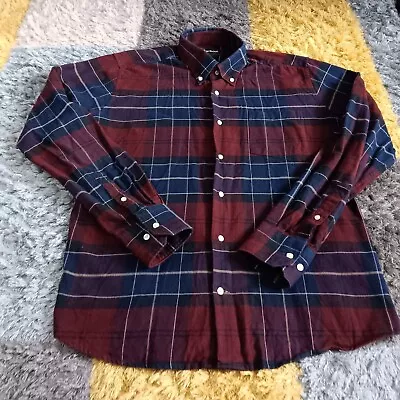 Barbour Shirt Adult Large Red Tartan Flannel Long Sleeve Button Up Pocket Mens • £24.99