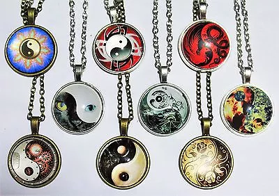 3D Yin Yang Cat Dragon Sun Tribal Silver Ying Disc Pendant Necklace & Chain  • $8.10