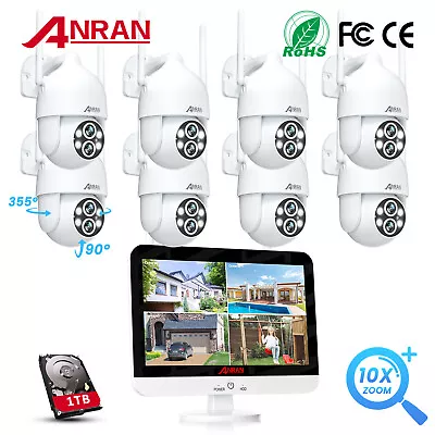 ANRAN Wireless WiFi Security Camera 13  Monitor System CCTV 3MP 10x Zoom IP66 • $299.99