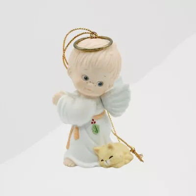 Enesco Ruth Morehead Holly Babes 1987 Boy Angel Holding Painted Truck Figurine • $65