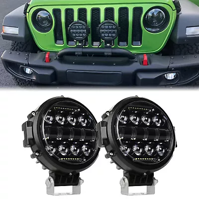 Pair 7  Inch LED Driving Lights Spot Spotlights DRL Round Offroad Ute Work Lamp • $89.45