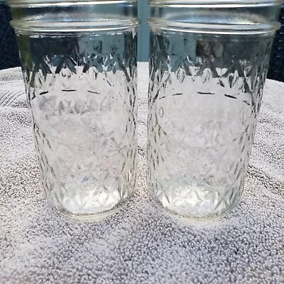 2 Vintage Ball Quilted Crystal Canning Jelly Jars 10 Oz Glass Jars • $12.99