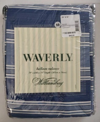 £19.36 • Buy Waverly Williamsburg Spotswood Stripe Porcelain Balloon Valance 79 X14” Blue