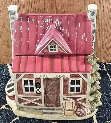 VTG Lake Lodge Cookie Jar Cabin Fishing Boating Camping Outdoors • $39.99