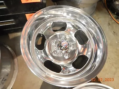 2 VINTAGE 15x8.5 POLISHED SLOT MAG WHEELS 70's CHEVY GTO CHEVELLE SS NOVA CAMARO • $499.99