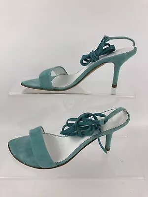 Jaime Mascaro High Heel Shoes Blue Turquoise Suede UK2 EUR35 Blue Lace Up A53 • £12.99