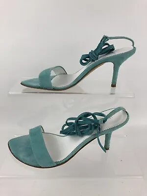 £6 • Buy Jaime Mascaro Turquoise Suede High Heel Shoes UK2 EUR35 Blue Lace Up Party A53