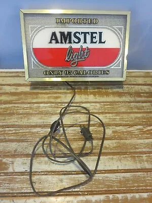 Vintage 80s AMSTEL Light Beer Eletric Bar Wall Sign. Tested And Works • $50