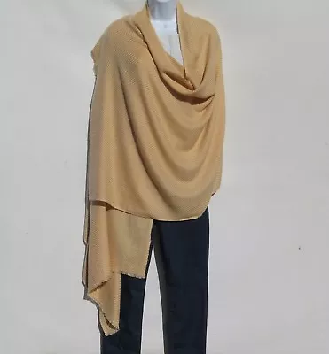 Cashmere | Shawl | 4 Ply| Hand Loomed | Nepal| Herringbone | Light Camel • $82.80