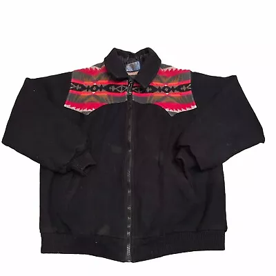 Vintage Pendleton Western Wear Virgin Wool Jacket Aztec Navajo Black Men Size L • $120