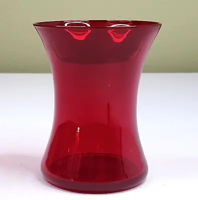 Morgantown Glass Lead Crystal Red Vase Hourglass Shape 4.75 X 3.75  • $8.50