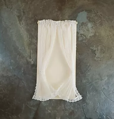 Dollhouse Miniature Lace Curtains Cream With Curtain Rod 1:12 Scale • $14.75
