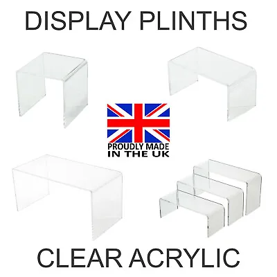 Acrylic Clear Display Plinths Stands Risers Bridge -Retail Shop VARIOUS SIZES  • £24.04