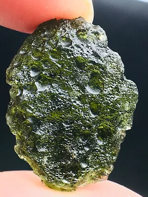 Moldavite-19CT Genuine Raw Moldavite Crystal From Czech Republic PIC Certificate • $3.25