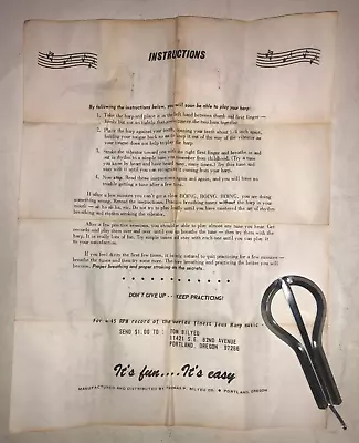 Vintage Rare Tom Bilyeu Jews Harp Jaw Mouth Organ USA Instructions VGUC • $9.99