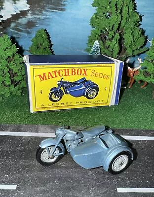 MATCHBOX LESNEY NO. 4 TRIUMPH T110 MOTORCYCLE W/SIDECAR Re-Created Box  Die Cast • $19.85