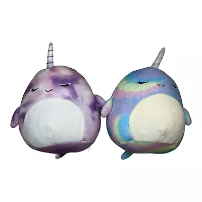 Squishmallow Nabila & Ter Narwhal TOY Plush Stuffed Animal Kellytoy Rare 7” • $15