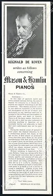 1917 Reginald De Koven Photo Mason & Hamlin Piano Vintage Trade Print Ad • $8.09