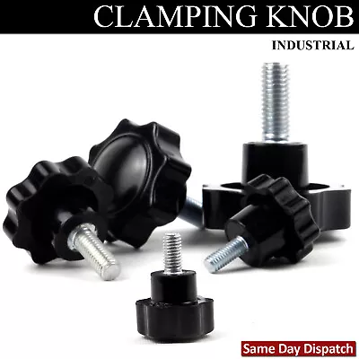 £4.99 • Buy M5 To M12 Male Thread Plastic Star Clamping Nut Knob Screw Machine Handle Black