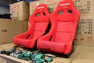 2x Bride VIOS II Fixed Red Fibreglass Car Racing Sport Seat • $795
