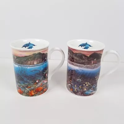 Danbury Mint An Underwater Paradise Mugs By Robert Lyn Nelson Ocean Theme X 2 • £17.36