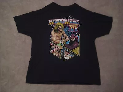WWE VI 6 Wrestle Mania Shirt Men’s XL Ultimate Warrior Macho Man Randy Savage • $19.99