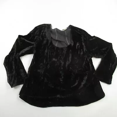 J Jill Shirt Womens Large Long Sleeve Pullover Black Wide Neck Velvet Light • $23.97