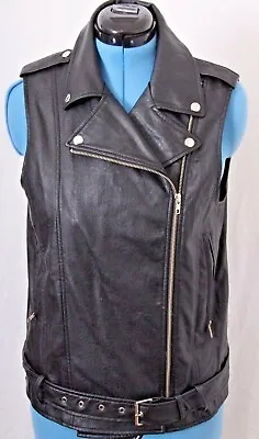 Mcginn ML1315V Hayden NEW Faux Leather Zip Up Biker Motorcycle Vest Women's L • $42.47