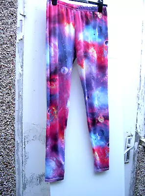 Space Leggings S/m Pink Purple Galaxy Yoga Gym Sports Running • £7.99