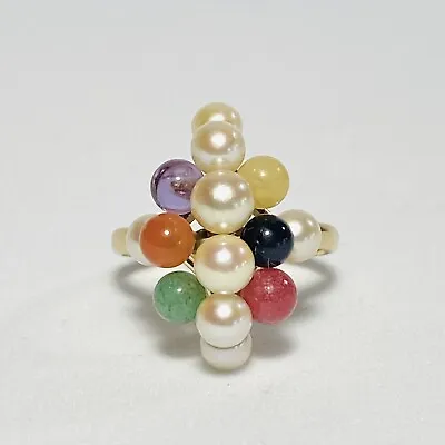 Ming's Honolulu 14K Yellow Gold Multicolor Gemstone Cluster Size 7 Ring 4.2g • $580