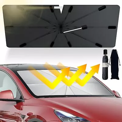 Black 57  Car Windshield Sun Shade Foldable Umbrella Window Cover Visor Umbrella • $8.99