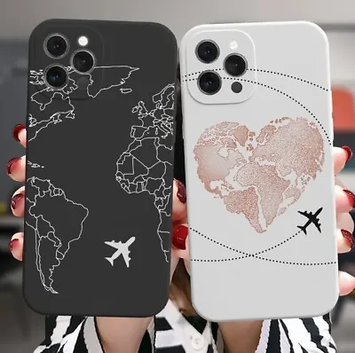 £8.39 • Buy Cute World Map Travel Plane Candy Heart IPhone 11 12 13 14 Pro Max Cover Case